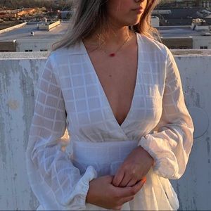 white long sleeve polly romper dress